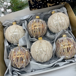 Christmas decor, Handcrafted Christmas Glass Ornaments Set - Festive Set of 6 Ornaments for Holiday Home Decor, Xmas 2025, Xmas gift, Winter