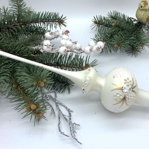 White Christmas glass tree topper 10 inches, mercury tree topper antique Christmas ornaments ornament tree topper top Christmas 2023
