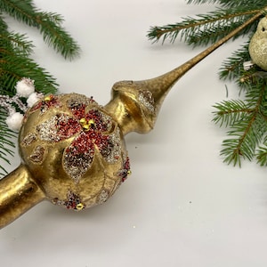 Big bronze Christmas glass tree topper 14 inches, tree topper antique Christmas ornaments ornament tree finial topper top, XMAS 2023