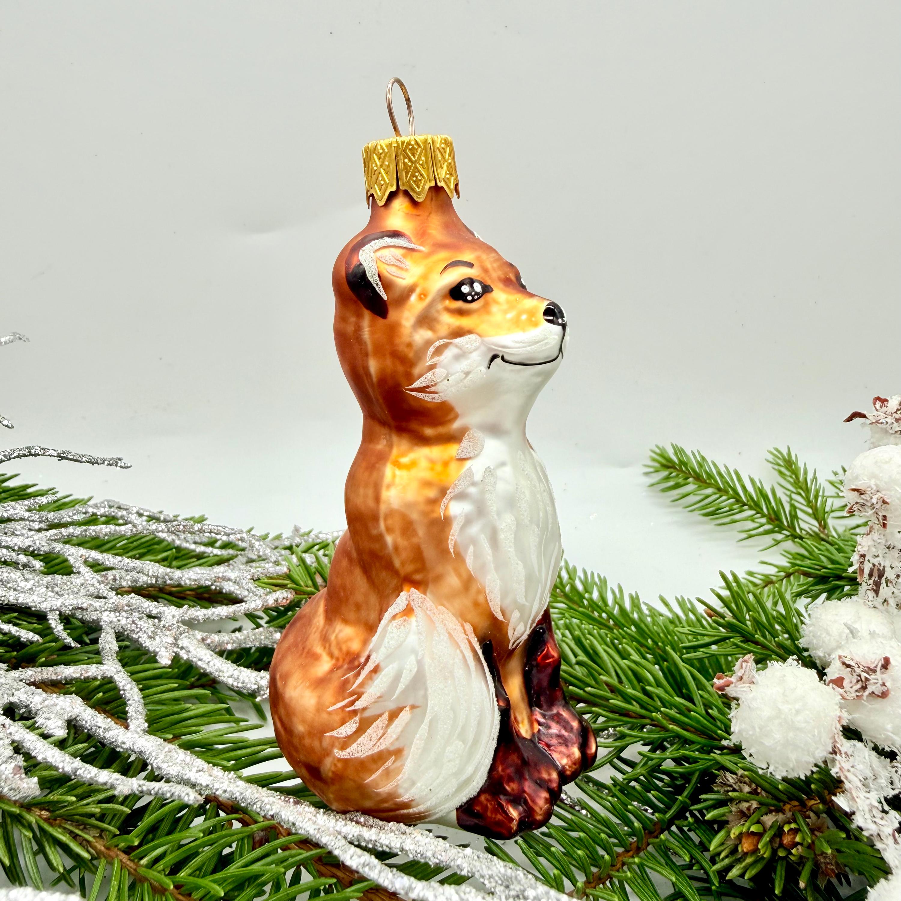 ヴィンテージ　チェコガラスオーナメント　白狼？白狐？犬？　クリスマスオーナメント ヴィンテージ チェコガラスオーナメント 白狼？白狐？犬？ クリスマス