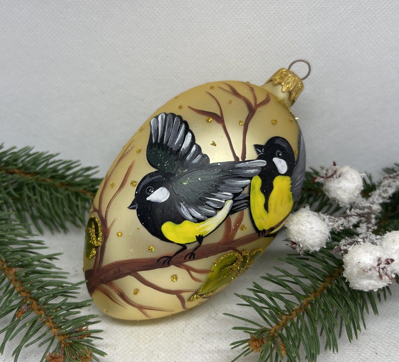 Easter Egg Christmas Ornament Holiday Decor Handmade Xtmas Glass