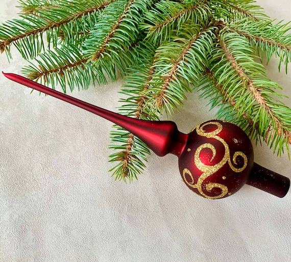 HIAGROW Weihnachtsbaumspitze Mit Schneeflocken-Projektor – 20,3 Cm, Weiße Plüschspitze Mit Roter Schleife