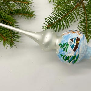 Silver Vintage Christmas glass tree topper 9 inches, stained glass tree topper antique Christmas ornament tree topper top, winter decor 2025