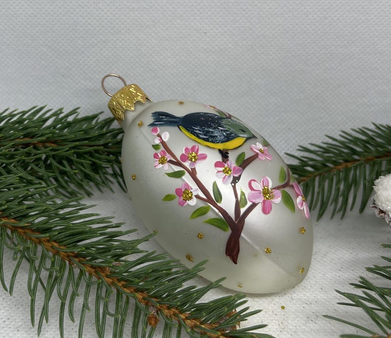 Easter Egg Christmas Ornament Holiday Decor Handmade Xtmas Glass