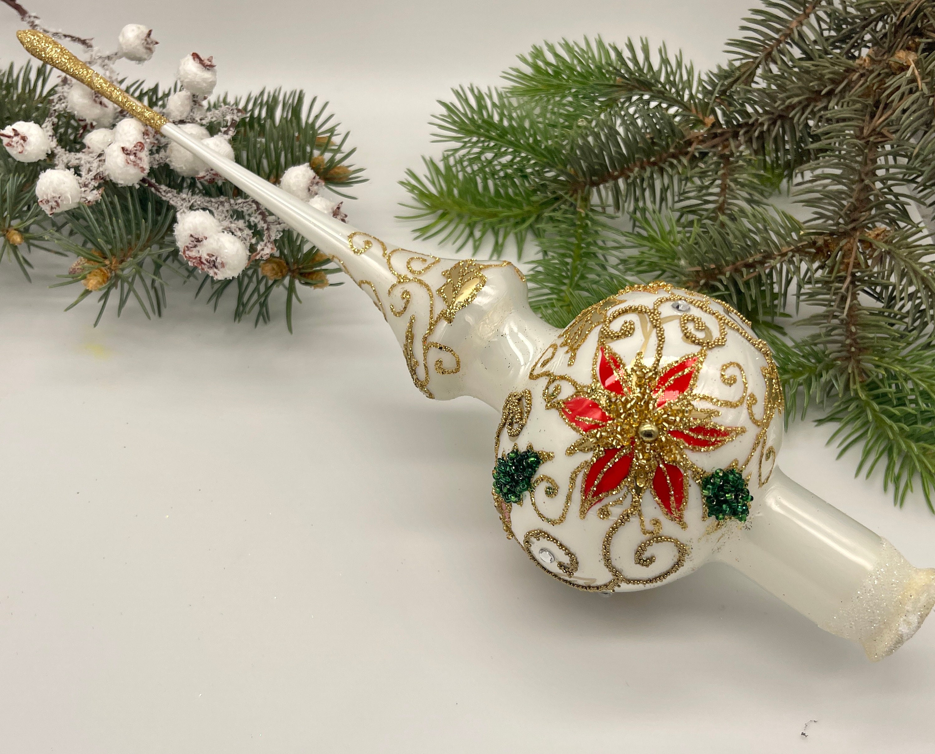 Big Christmas Glass Tree Topper 12 Inches, Tree Topper Antique ...
