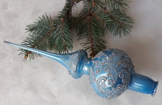 blown glass vintage soviet 32cm ornaments Christmas tree topper blue vintage christmas tree glass ornaments tree topper 12.6 blown glass vintage soviet 32cm ornaments Christmas tree topper blue vintage christmas tree glass ornaments tree topper 12.6