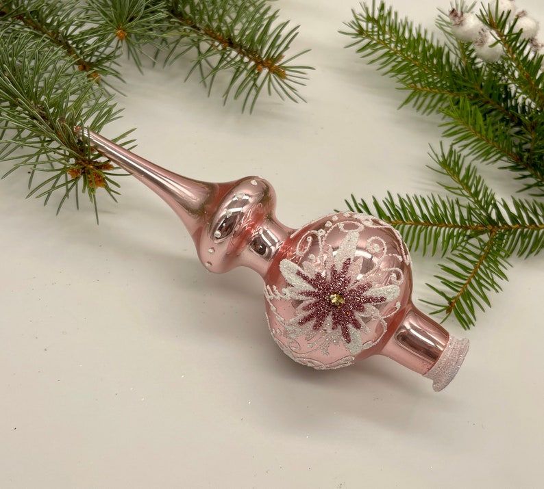 Large Pink Tree Topper Small Pink Vintage Christmas Glass Tree Topper 7 Inches, Tree Topper ...