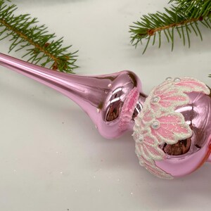 Vintage pink Christmas glass tree topper 9 inches, tree topper antique Christmas finial ornaments,Xmas 2025, Winter decor,Holiday decor
