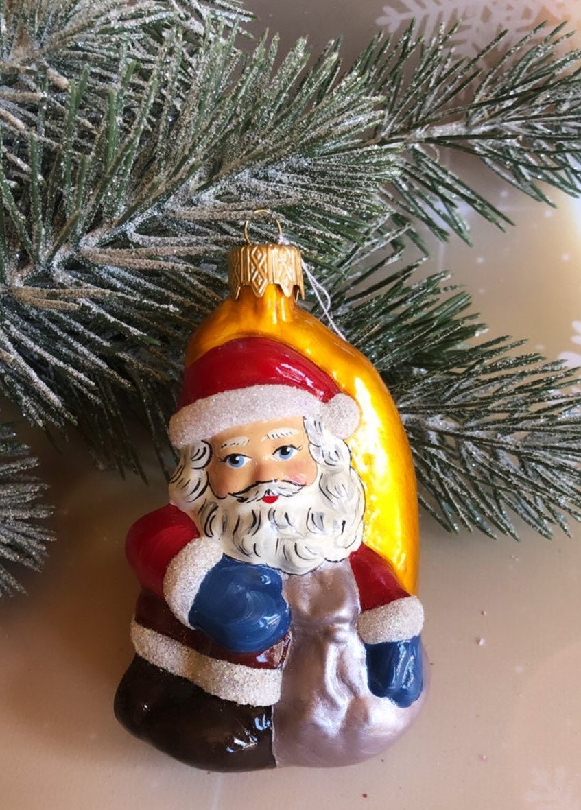 Décoration de Noël vintage, Père Noël Inge Glass argenté, Allemagne de l'Ouest - Canada