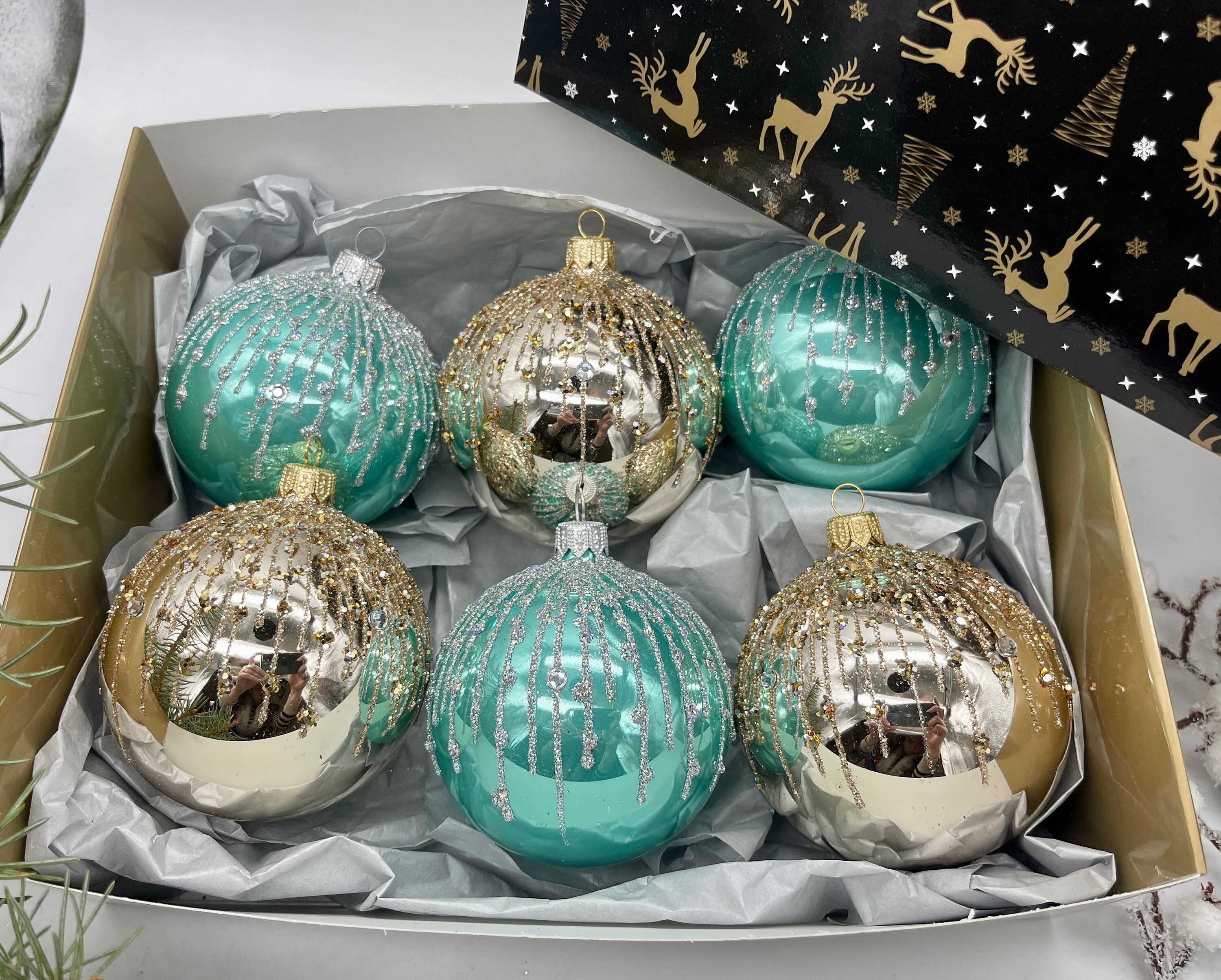 クリスマスデコレーション、手作りクリスマスガラスオーナメントセット