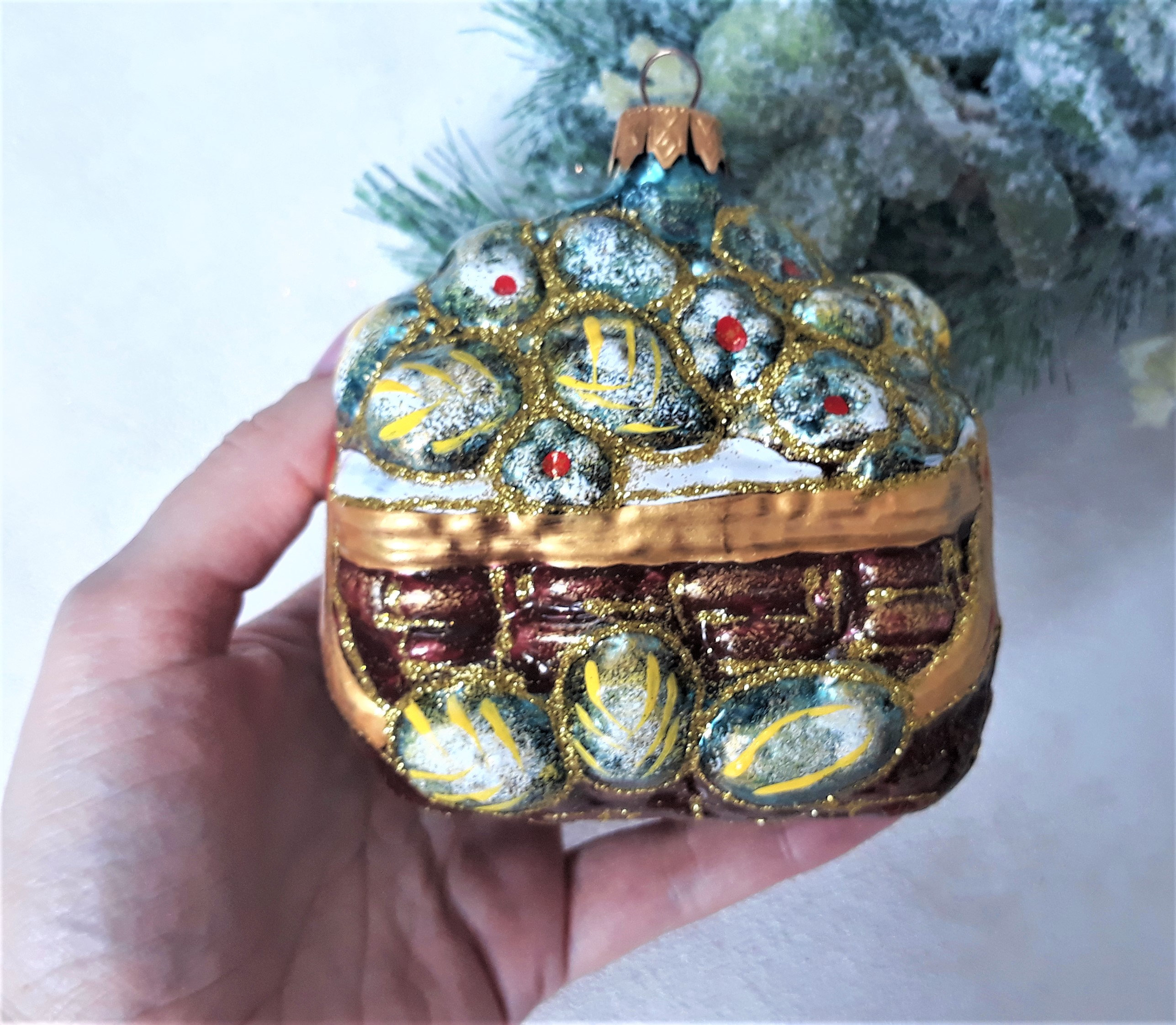 Basket of flowers Glass Christmas Ornament Gift Etsy