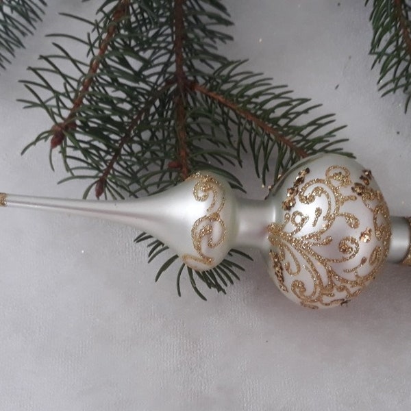 Small Christmas glass tree topper 8 inches, tree topper antique Christmas ornaments ornament tree topper top