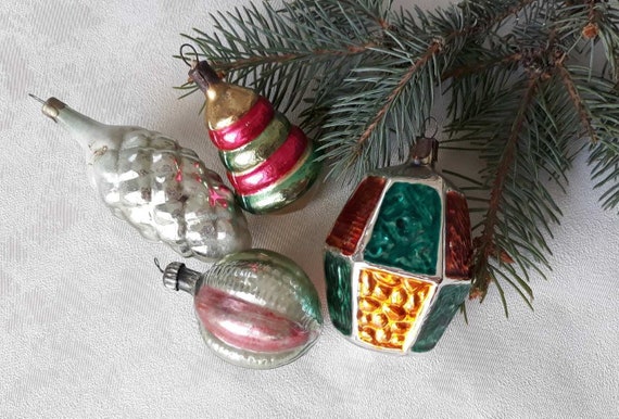 Christmas glass ornaments Soviet christmas ornaments Christmas tree Bell Antique glass Christmas glass ornament,1960s christmas