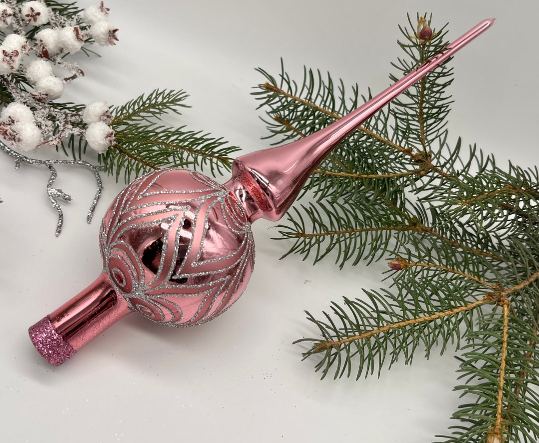 Large Pink Tree Topper Pink Vintage Christmas Glass Tree Topper 10 Inches Tree - Etsy