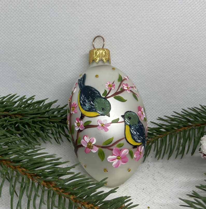 Easter Egg Christmas Ornament Holiday Decor Handmade Xtmas Glass
