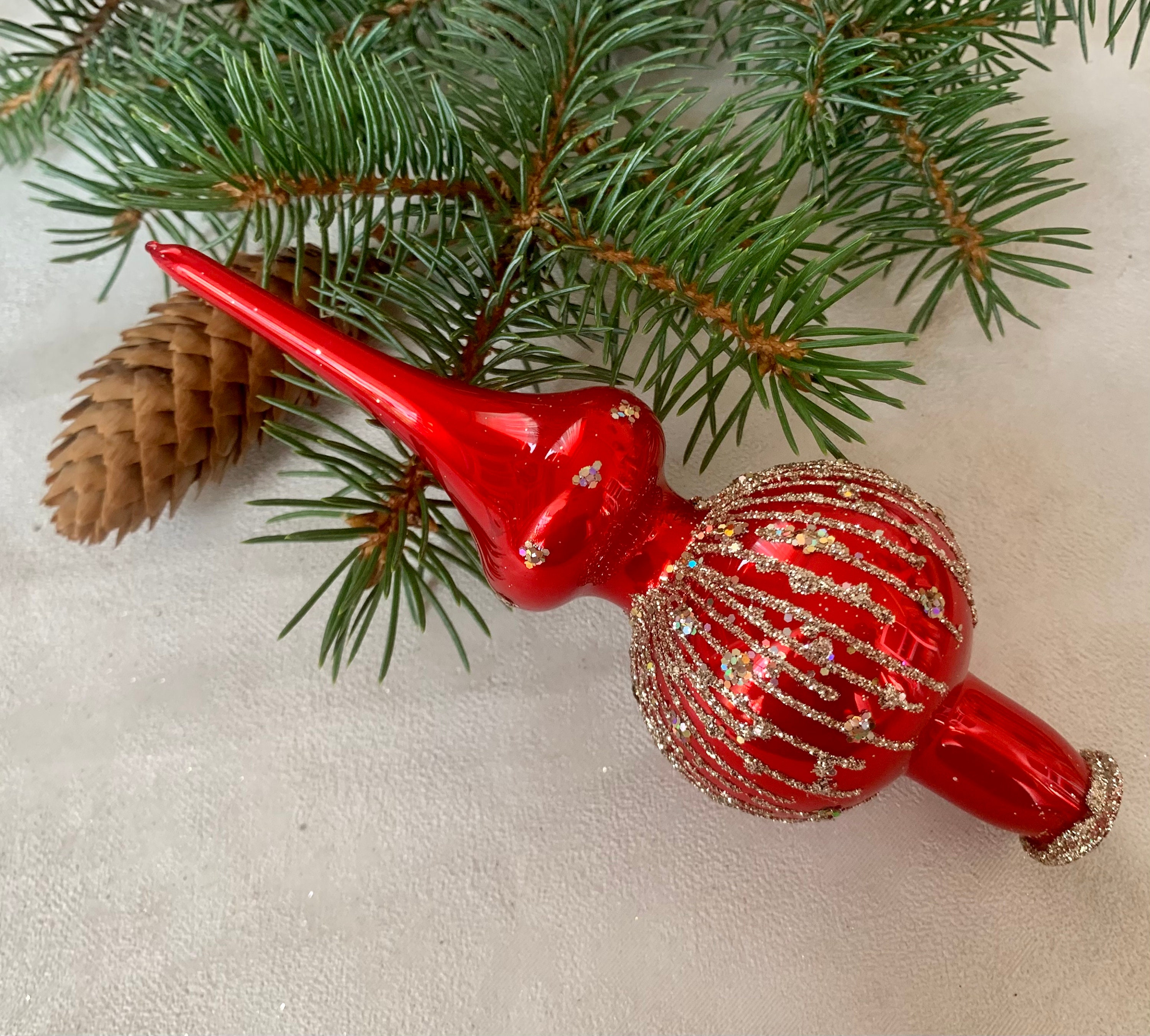 Red glass christmas tree topper Clearance