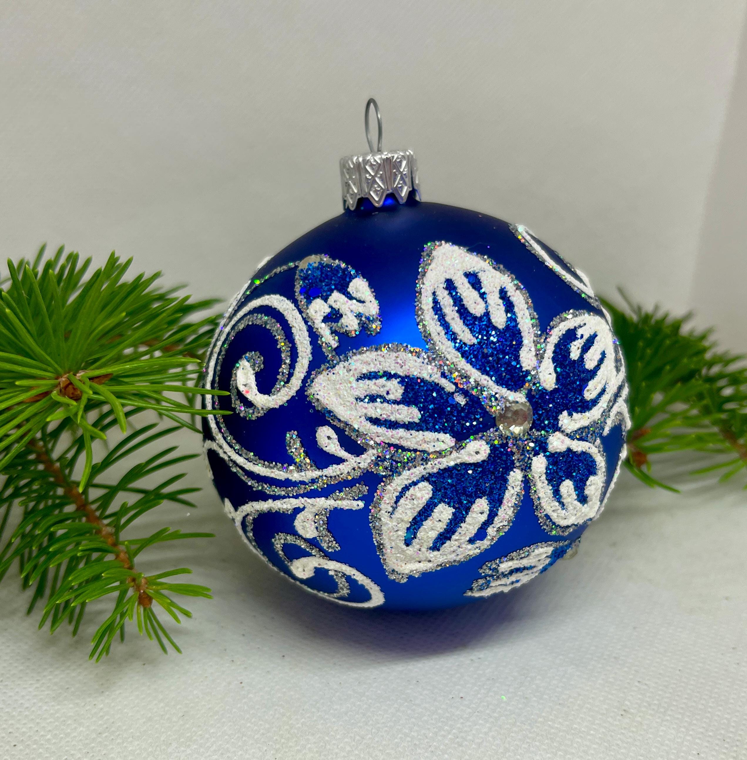 スイス製吹きガラス玉ハンドペイントクリスマスオーナメント 中玉12個セット スイス製吹きガラス玉ハンドペイントクリスマスオーナメント 中玉12個