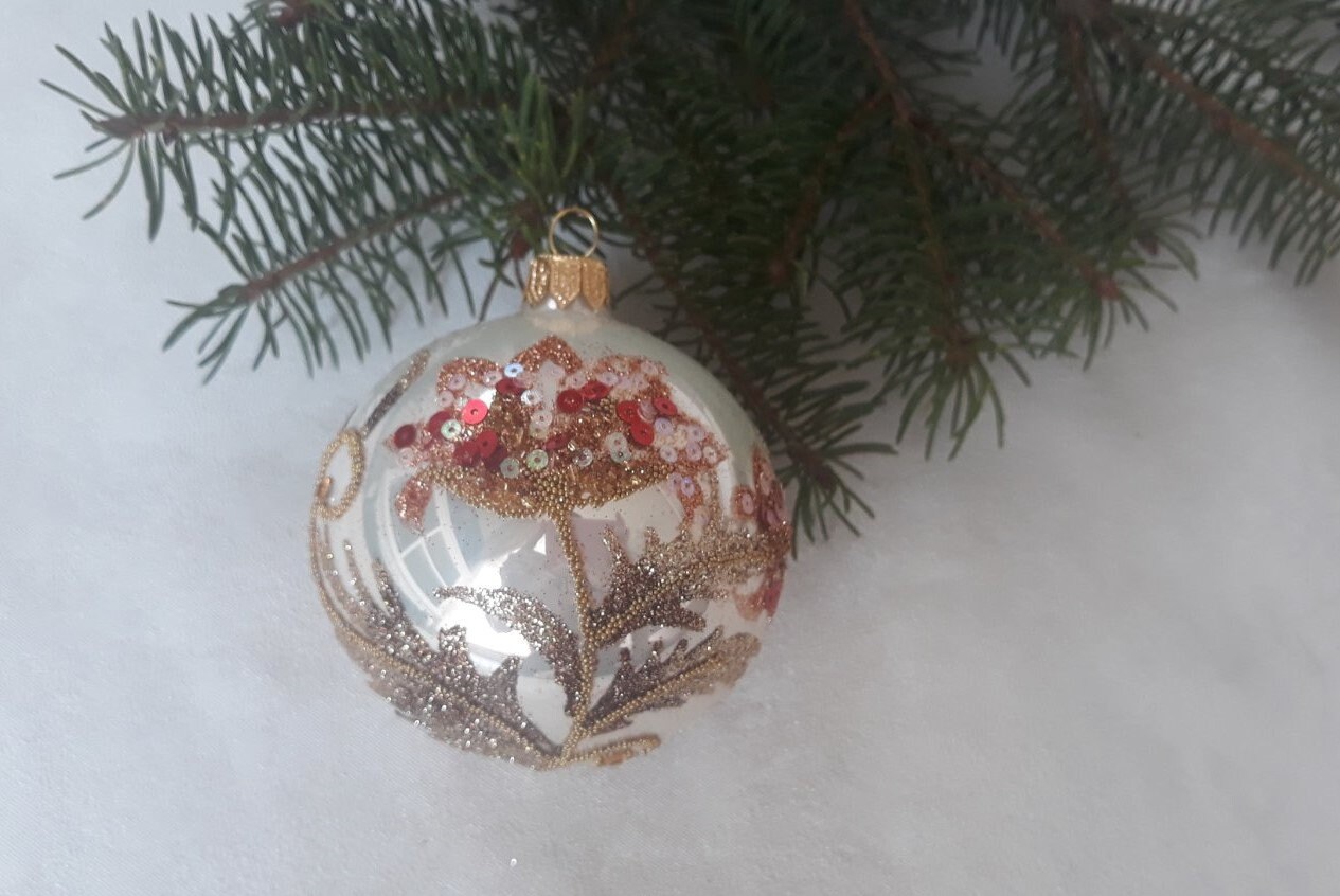 Christmas glass Ball Glass Christmas Ornaments Gift Etsy