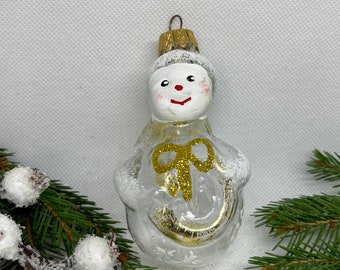 Snowman Christmas glass ornament, Mouth blown handmade glass ornaments, crafted Christmas tree glass decorations, XMAS 2026, Christmas gift