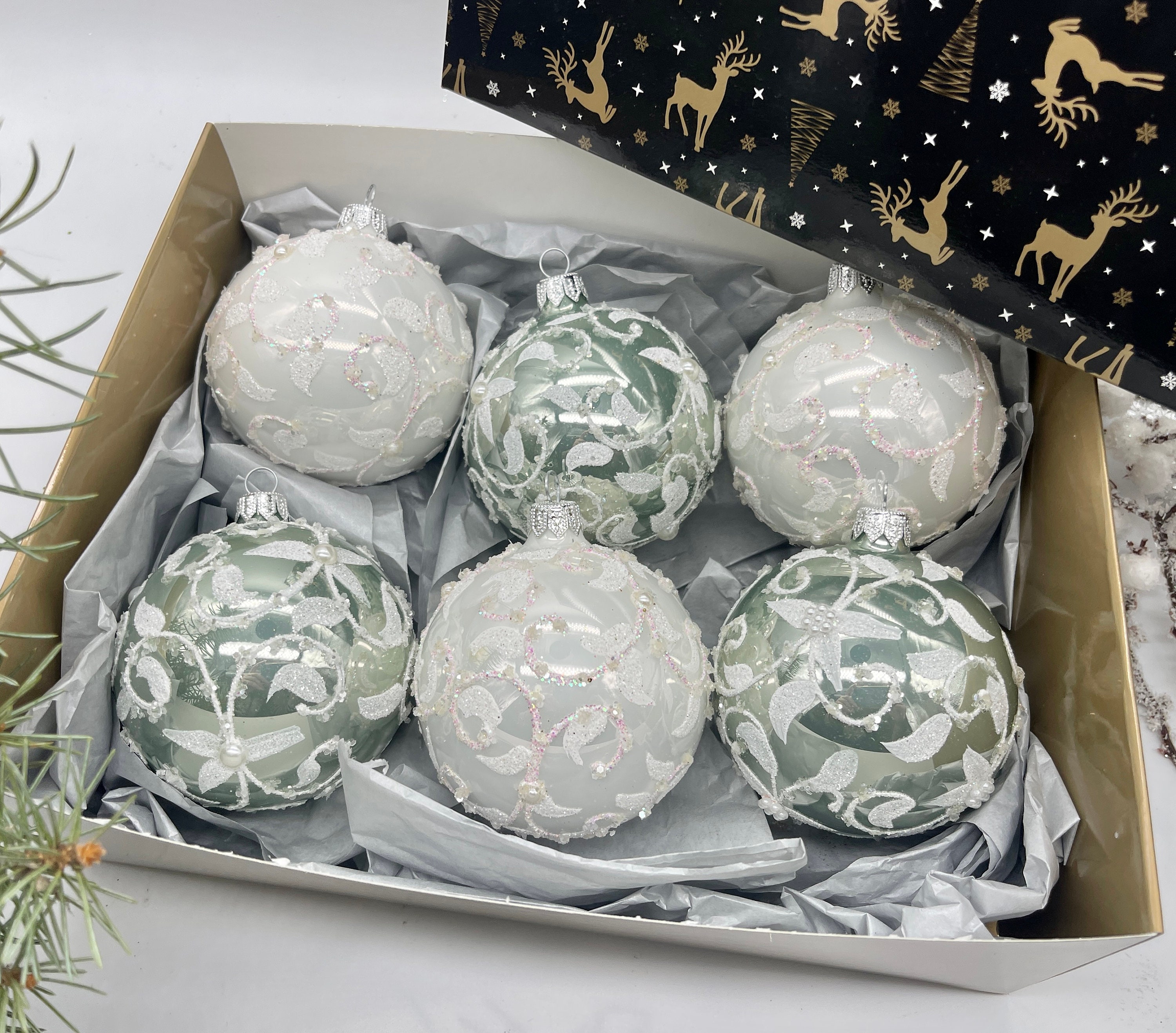クリスマスデコレーション、手作りクリスマスガラスオーナメントセット