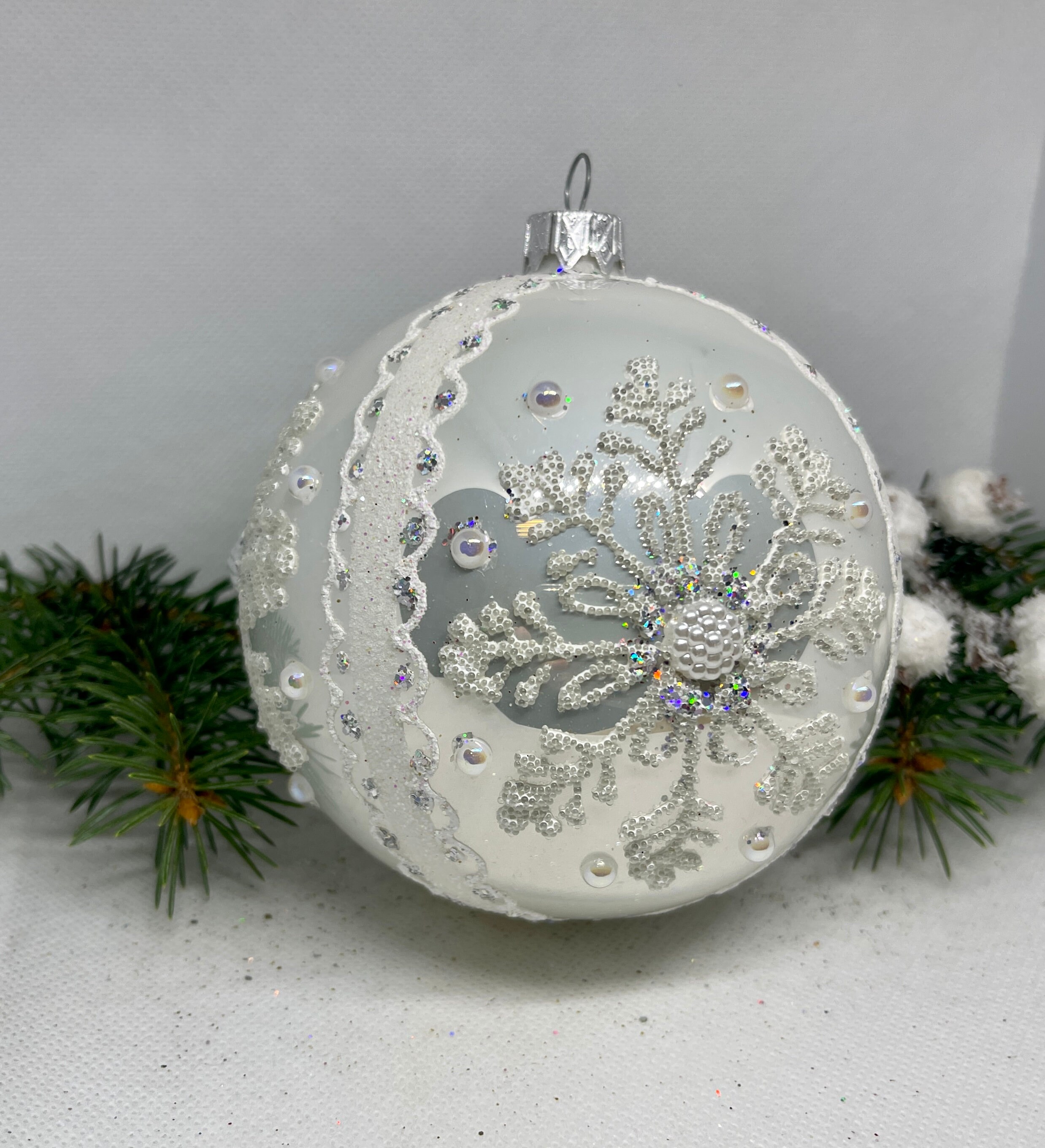 Big 4 White Christmas Glass Ball Glitter Xmas Ornaments Blown Glass Christmas Ball handmade Paited Christmas Glass Bauble Etsy Ireland