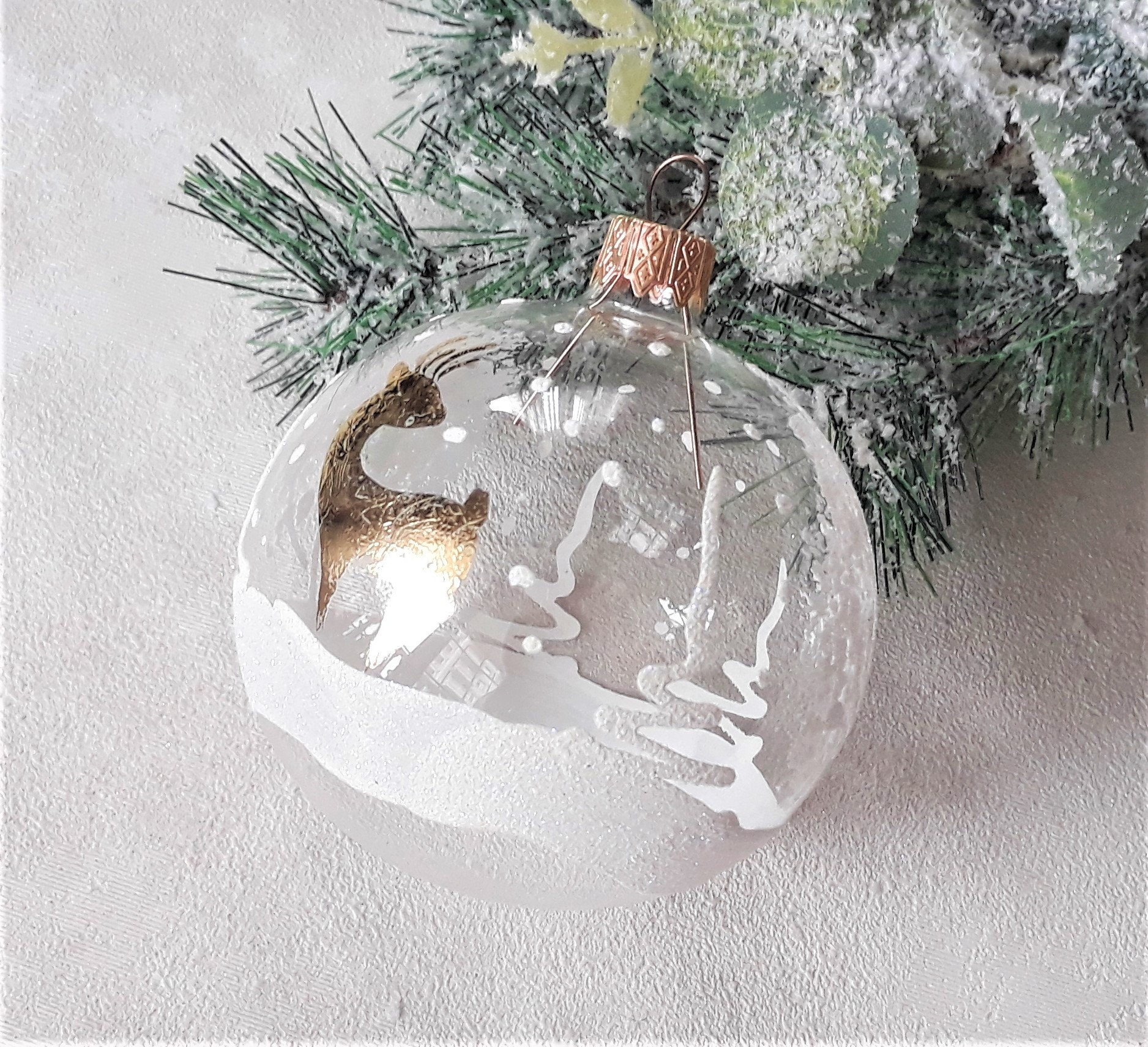 Handmade Christmas Glass Baubles Glitter Ornaments Gift Etsy