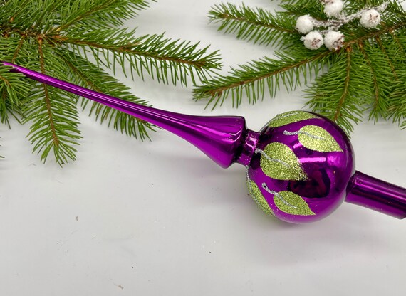 Lila Weihnachtsbaumspitze 9 Zoll, silberne Baumspitze handgefertigte Weihnachtsspitze für Weihnachtsbaum 2024 - bestes Weihnachtsgeschenk