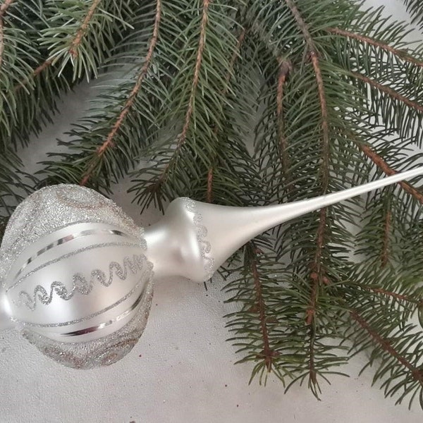 Vintage Christmas glass tree topper 12 inches, tree topper antique Christmas ornaments ornament tree topper top