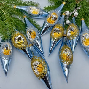 10 blue glass ornaments christmas decor handmade indent ornaments christmas glass, Xmas 2025, Holiday decor, Xmas spire,Winter decor