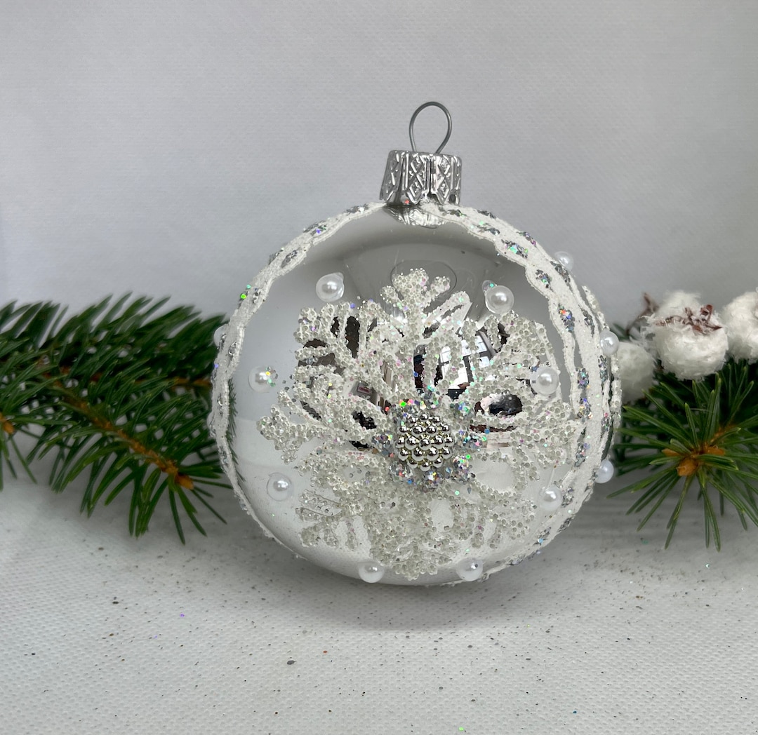 Boule de verre de Noël argentée ornements de Noël à - Etsy France