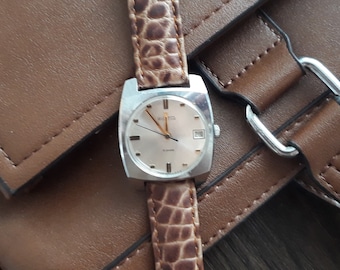 Vintage Mechanical Watch for Men | Retro Wristwatch | Classic Leather Strap | Montre Homme | Manual Wind | Gift for Him