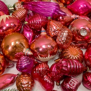 50 pink christmas glass ornaments antique Xmas Home Decor Pink, 1950s christmas decoration,Xmas 2025, Holiday decor,Gifts decor,Winter decor