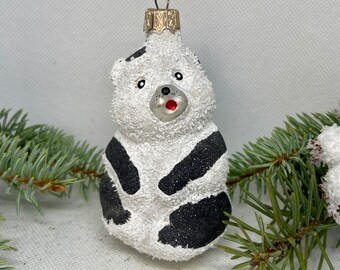 リトルタイガーのクリスマスガラスオーナメント、吹きガラスの手描きの