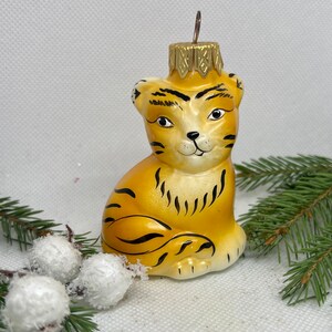 Tiger Christbaumschmuck, Mundgeblasener Glasanhänger, handgefertigter Glasschmuck, XMAS 2025, Weihnachtsgeschenk