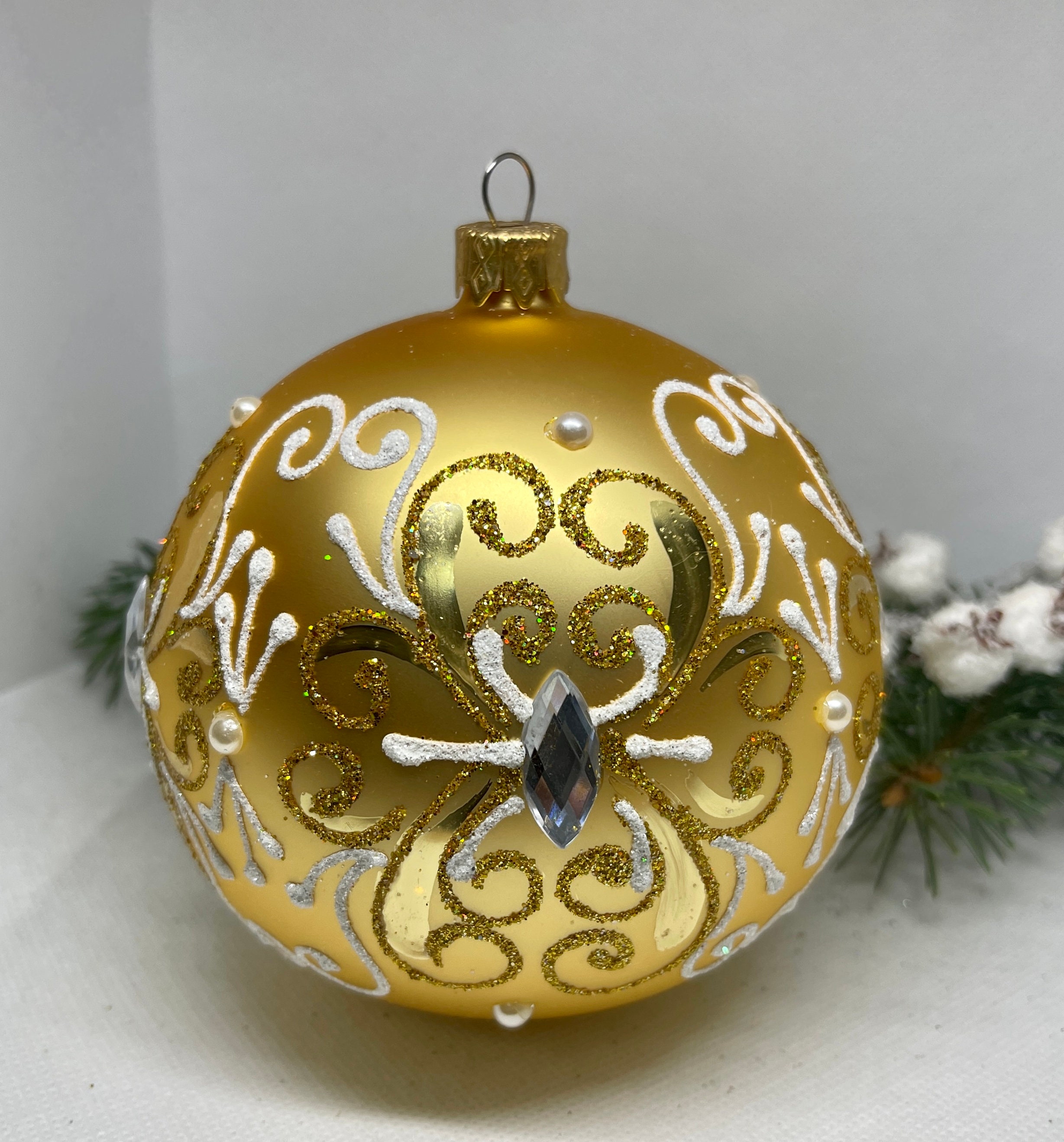 Big 4 Gold Christmas Glass Ball Glitter Xmas Ornaments Blown Glass Christmas Ball handmade Paited Christmas Glass Bauble Etsy UK