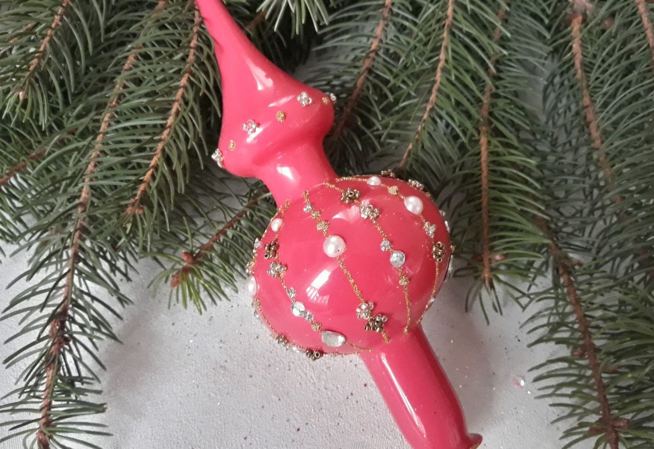 Vintage Christmas Glass Tree Topper 12 Inches Tree Topper Etsy