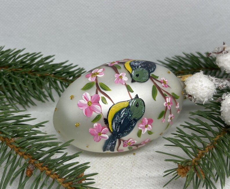 Easter Egg Christmas Ornament Holiday Decor Handmade Xtmas Glass