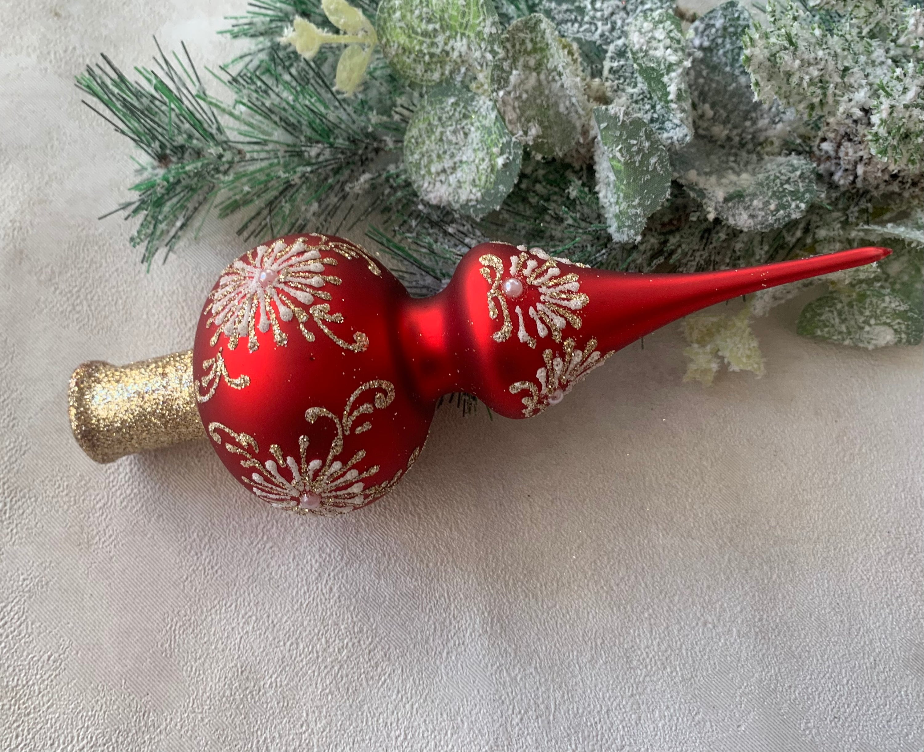 Small Red Christmas Glass Tree Topper 8 Inches Tree Topper - Etsy