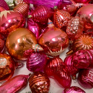 Vintage Christmas 100 pink christmas glass ornaments antique Xmas Home Decor Pink, ,Xmas 2025, Holiday decor, Gifts ideas, Winter decor
