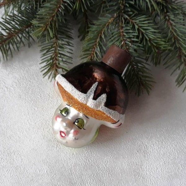 Mushroom Antique glass Christmas glass ornament,1960s christmas, vintage Christmas glass ornaments,Christmas tree,Soviet christmas ornaments