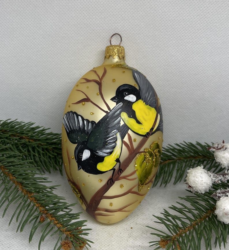 Easter Egg Christmas Ornament Holiday Decor Handmade Xtmas Glass