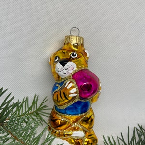 Tiger Christbaumschmuck, Mundgeblasener Glasanhänger, handgefertigter Glasschmuck, XMAS 2025, Weihnachtsgeschenk