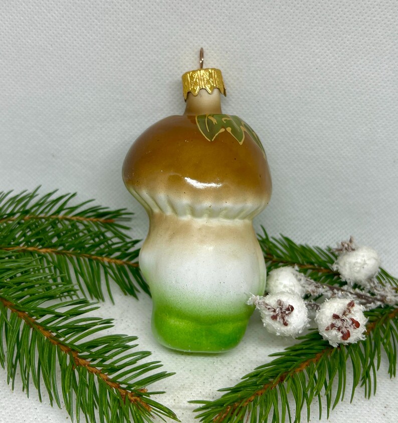 Mushroom Christmas Ornament Holiday Decor Handmade Christmas Glass
