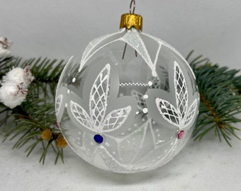 Transparent Christmas glass Ball, Xmas Ornaments, Blown Glass Christmas ball, Handmade Paited Christmas glass Baubles