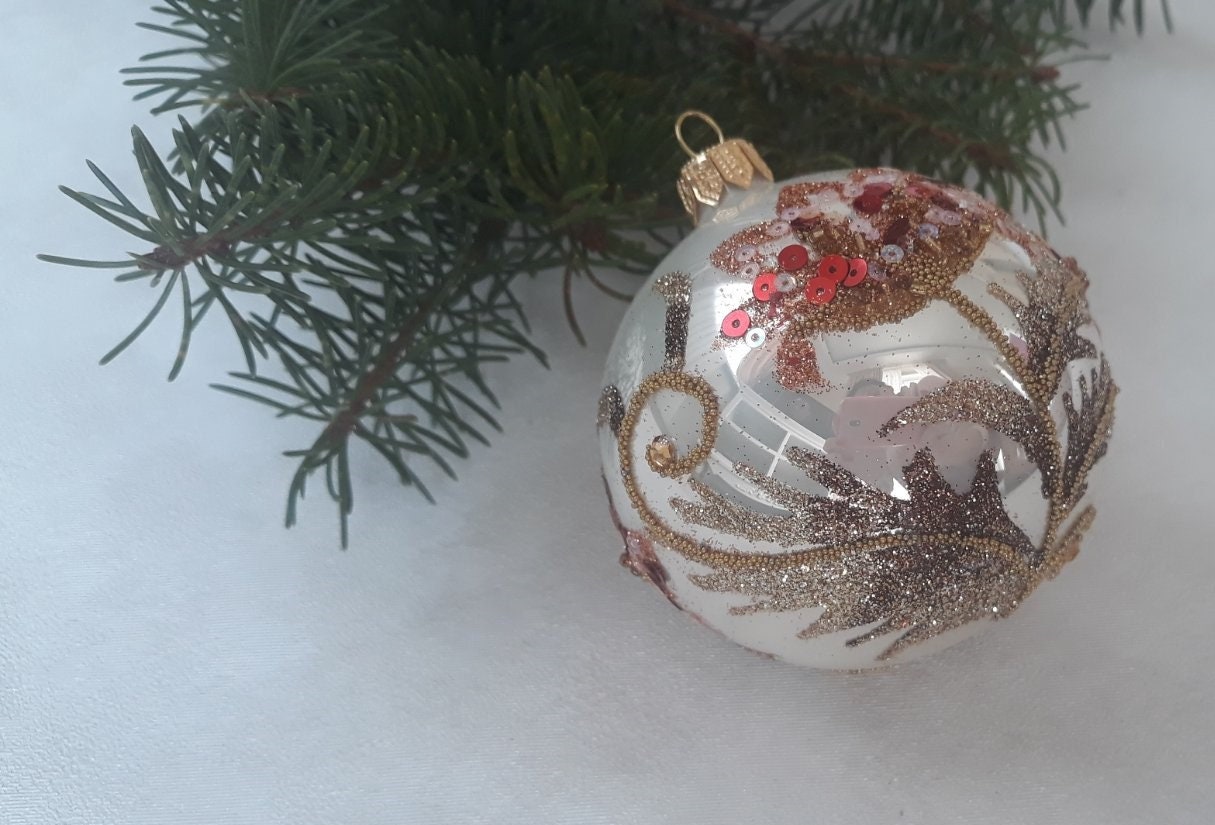 Christmas glass Ball Glass Christmas Ornaments Gift Etsy