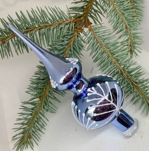 Charles Keasing Berygtet Kammer Small Bright Blue Christmas Glass Tree Topper 8 Inches - Etsy