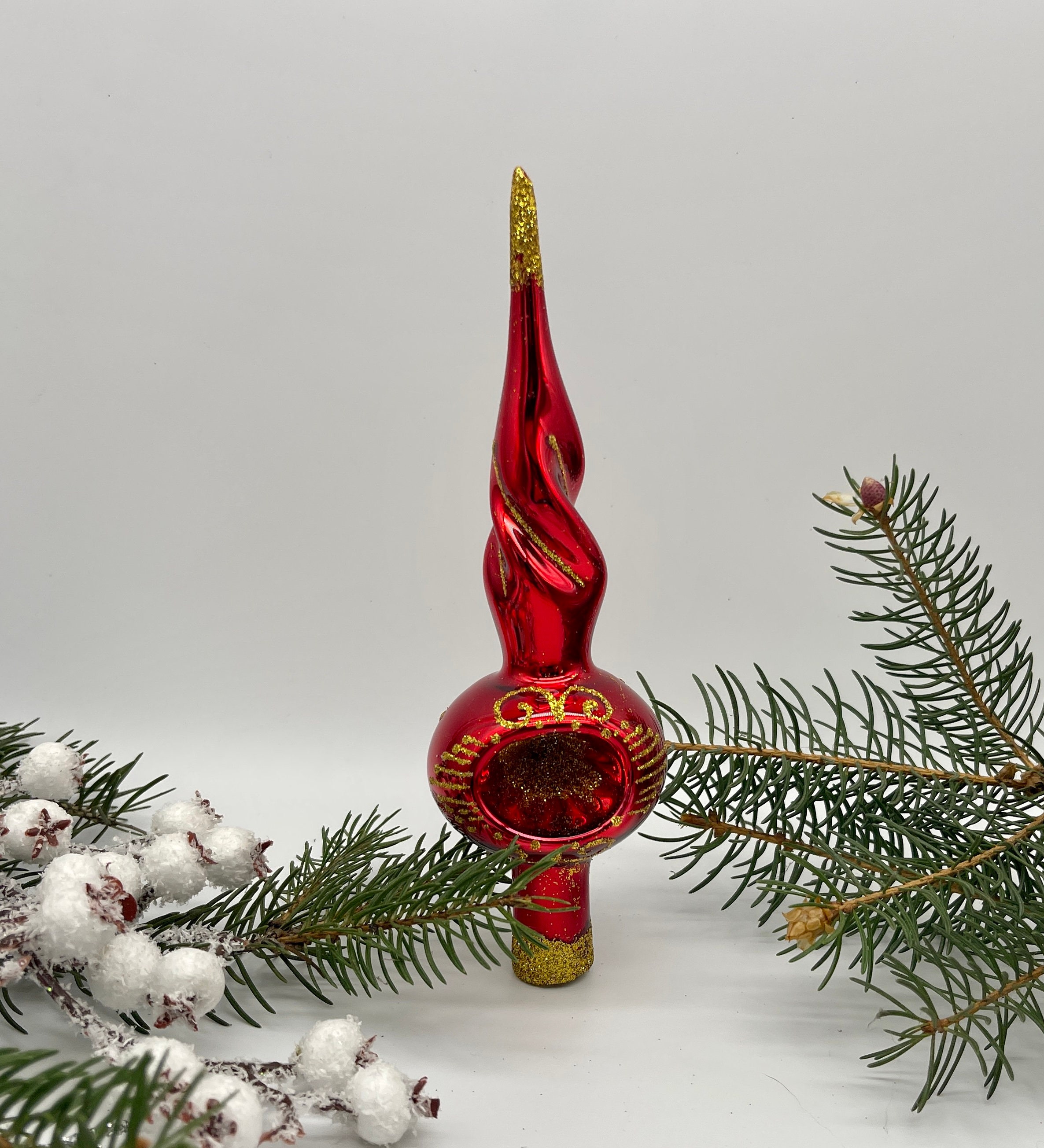 Christmas Tree Top Oxblood Brillant 260mm, Verre