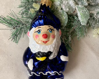Adorno de vidrio de Navidad Gnome, Figura de vidrio pintado a mano soplado por la boca, regalo de Navidad, adornos de vidrio de árbol de Navidad, Navidad 2021