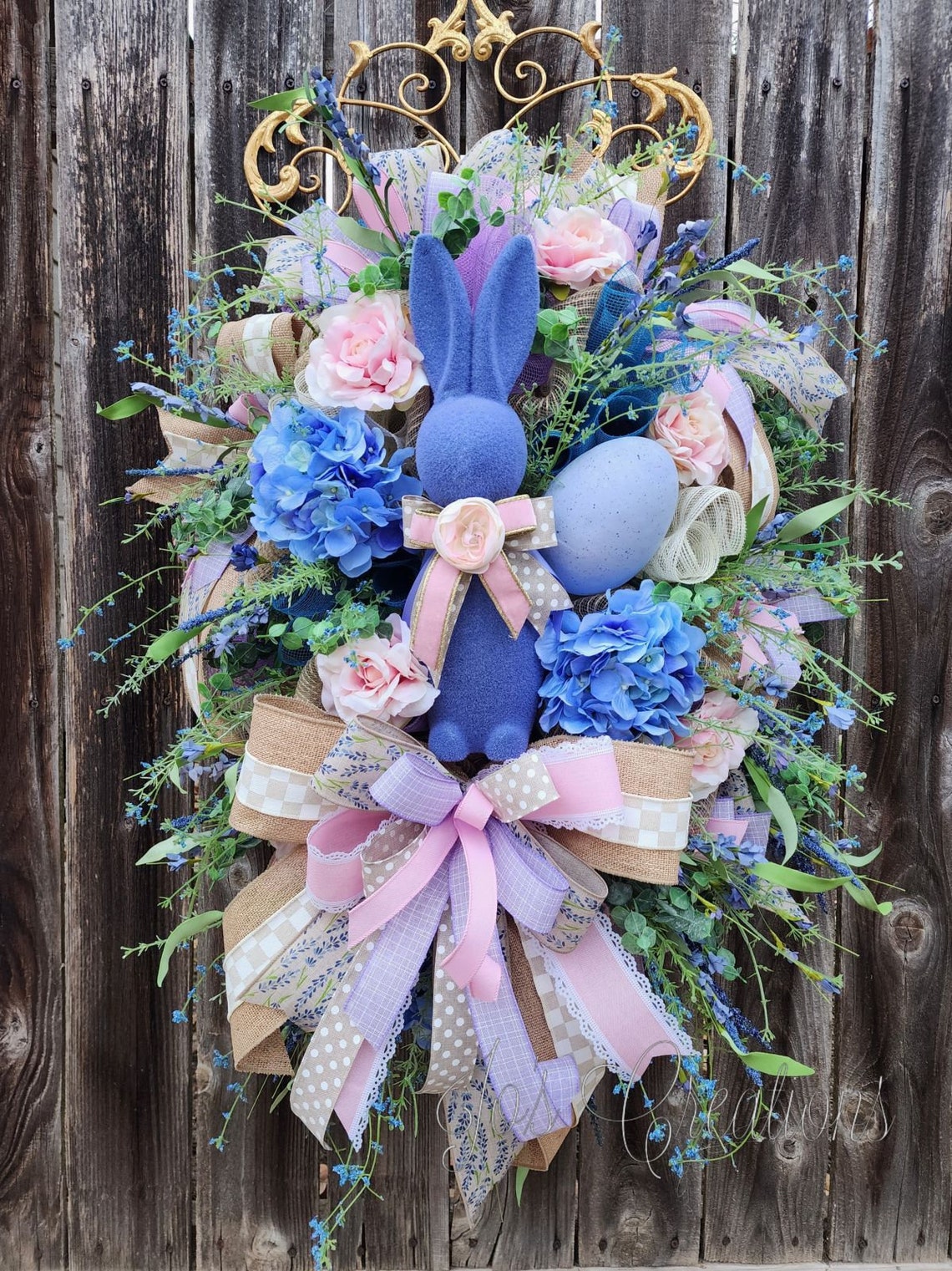 Flocked Bunny Wreath for Front Door Easter Bunny Porch Etsy