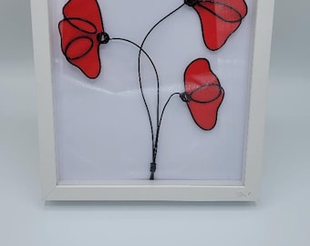 Fleur coquelicot en fil de fer,  nature, stylisé, fleur, cadeau, cadeau fête des mères